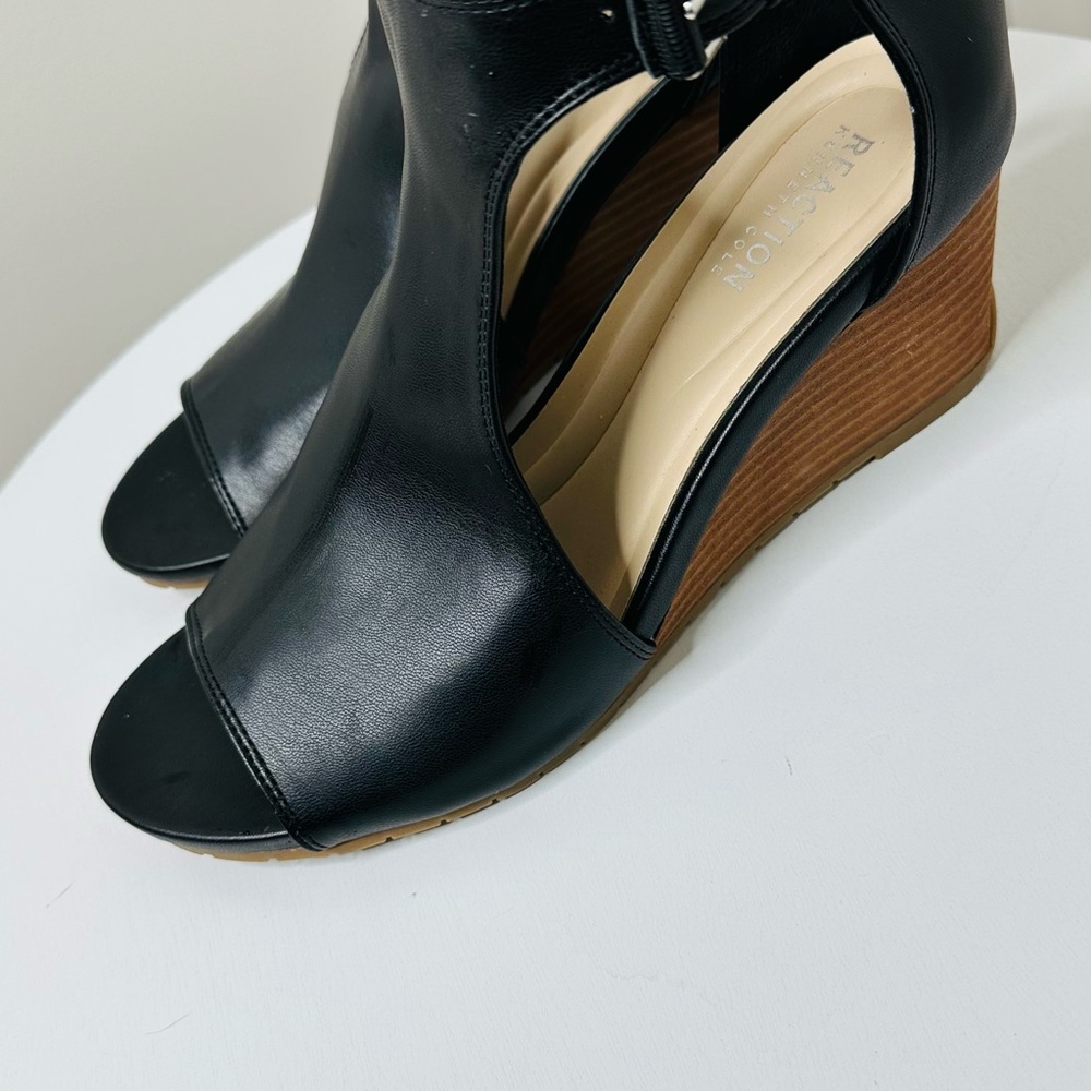 Reaction Kenneth Cole Black and Brown Wedge Sandals